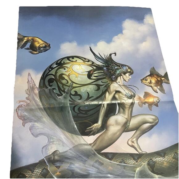 Vintage Boris Vallejo Sky Fantasy Poster 1995 Day Dream 34x22 Rare Collectible - Picture 4 of 9